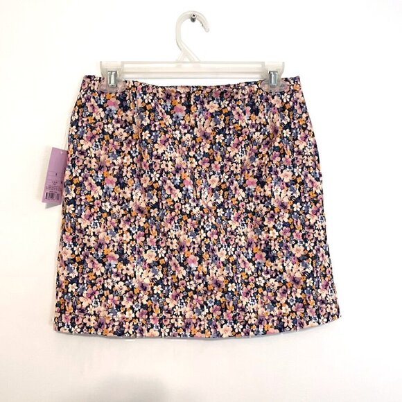 NEW NWT WILD FABLE High Rise Side Slit Mini Skirt Navy Blue Purple Floral Y2K 8 - Picture 12 of 13